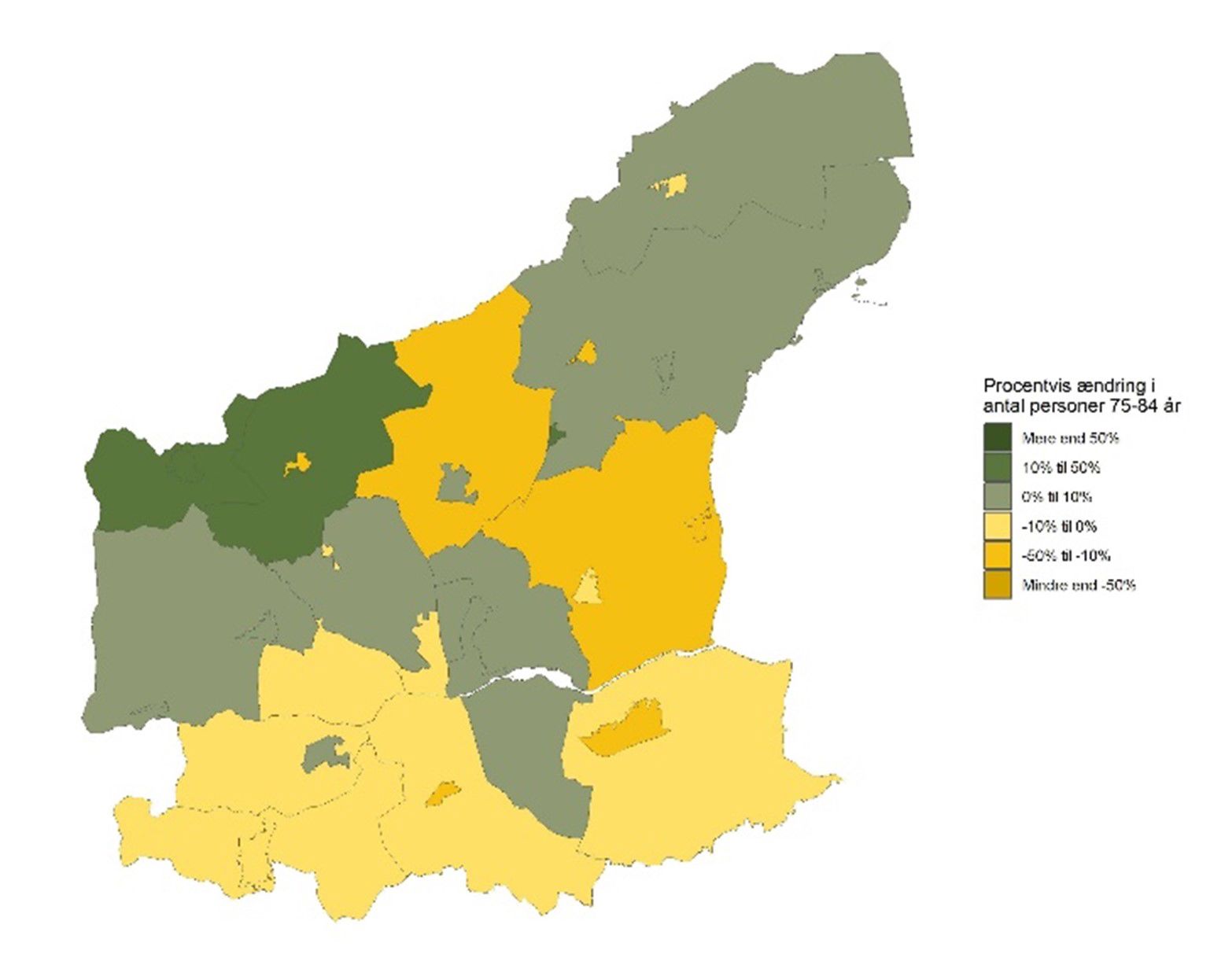 De 75-84-årige - Forventet udvikling fra 2026 til 2035 - procent