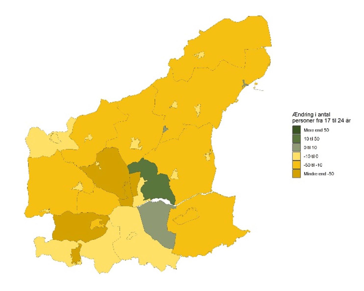 De 17-24-årige - Forventet udvikling fra 2026 til 2035 - antal
