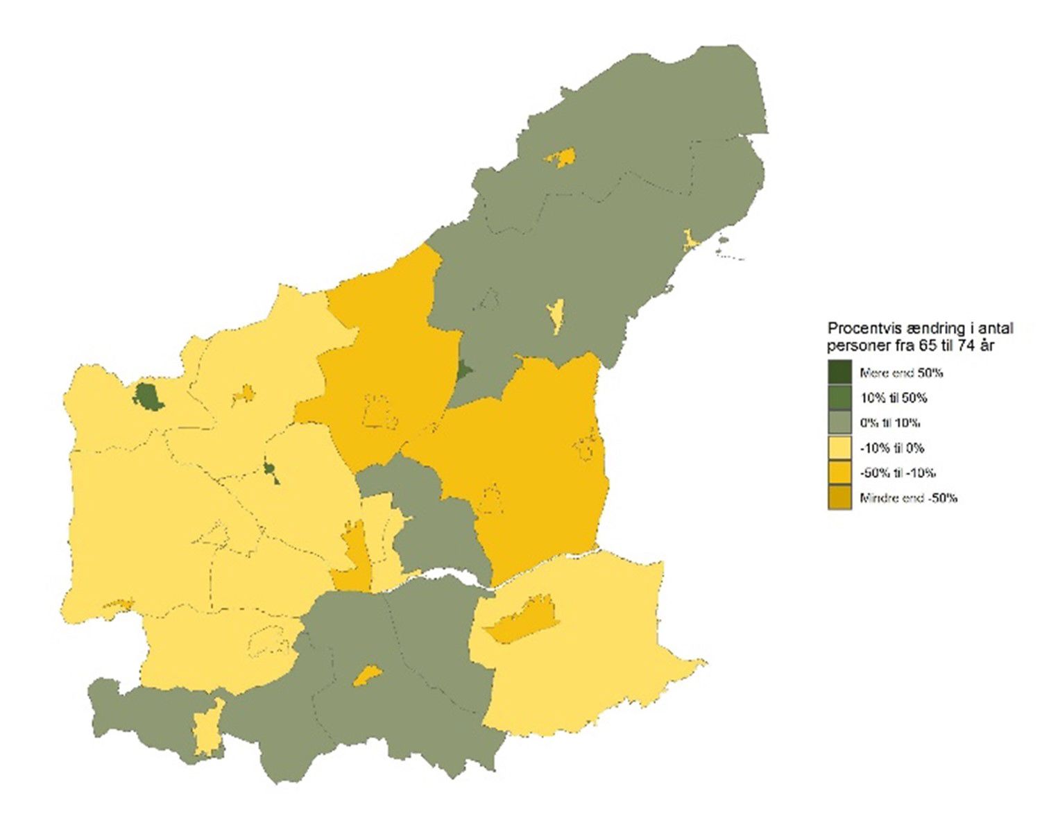 De 65-74-årige - Historisk udvikling fra 2016 til 2025 - procent