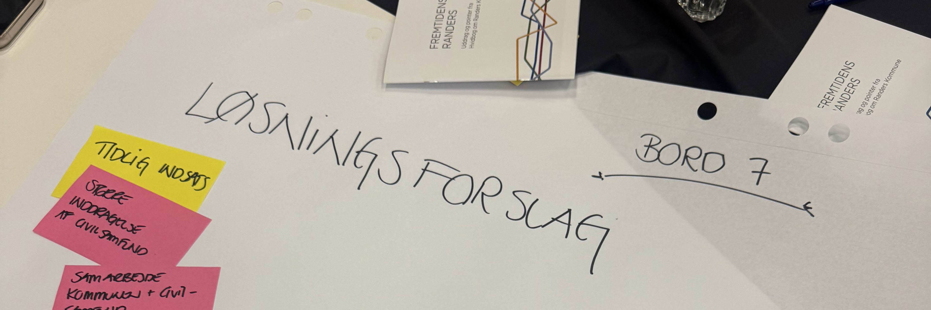 Post-its med løsningsforslag til Fremtidens Randers