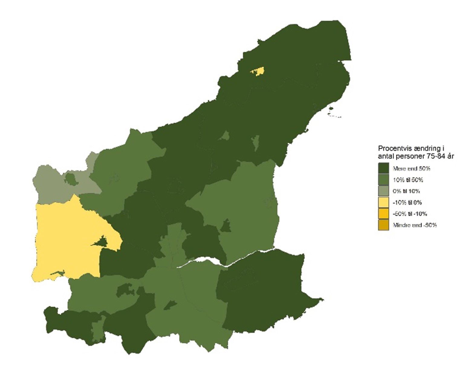 De 75-84-årige - Historisk udvikling fra 2016 til 2025 - procent