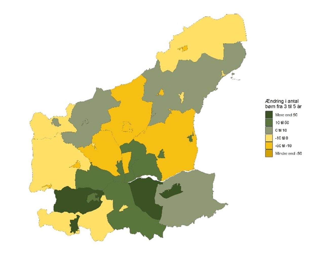 De 3-5-årige - Historisk udvikling fra 2016 til 2025 - antal