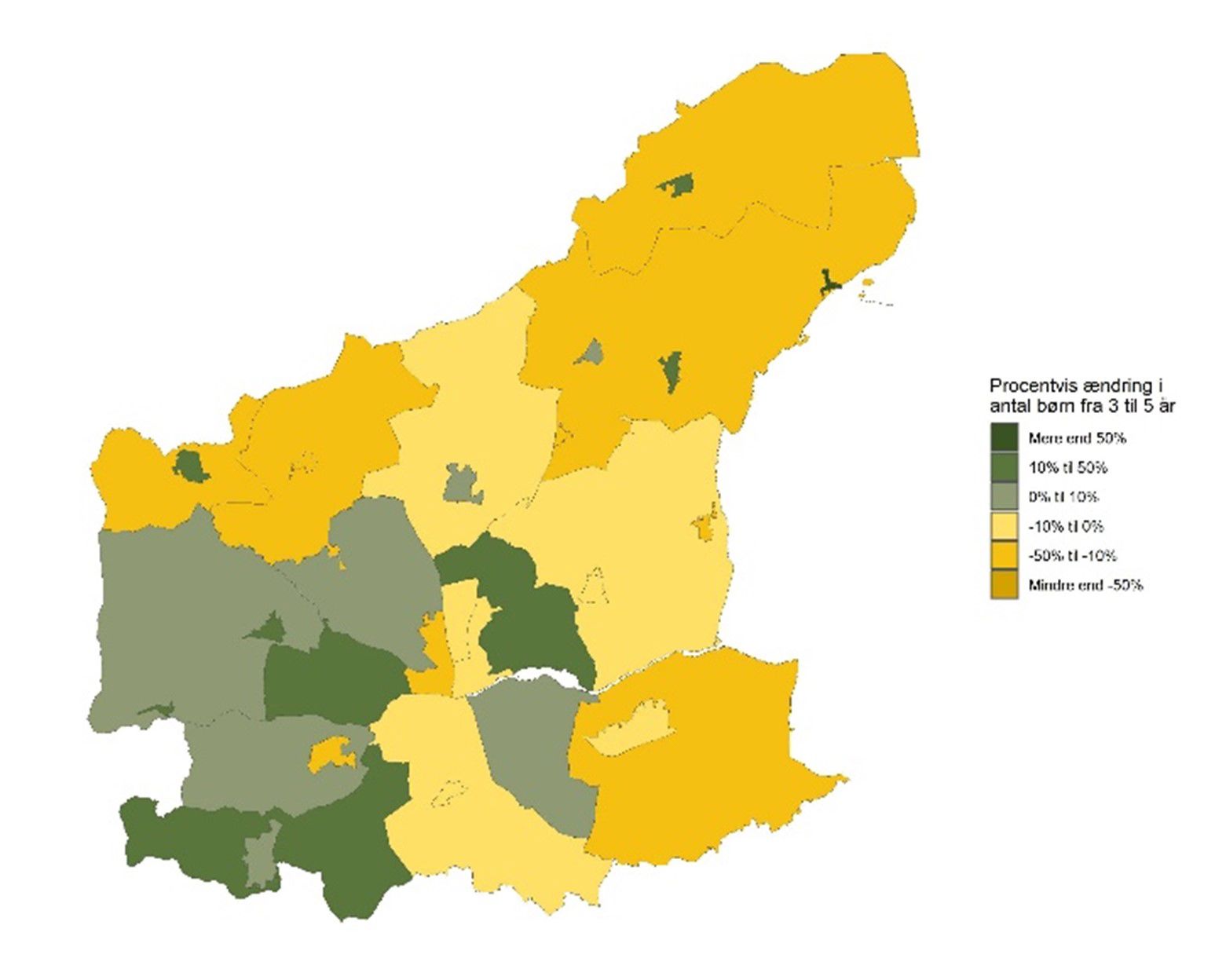 De 3-5-årige - Forventet udvikling fra 2026 til 2035 - procent