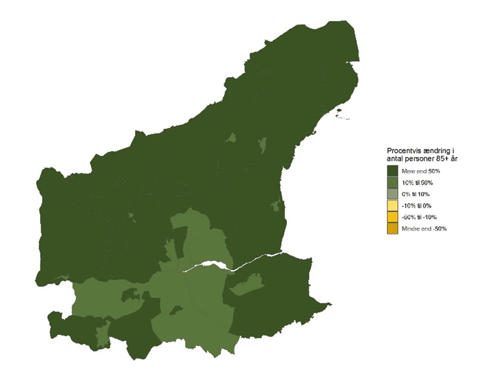 De 85-årige og derover - Forventet udvikling fra 2026 til 2035 - procent