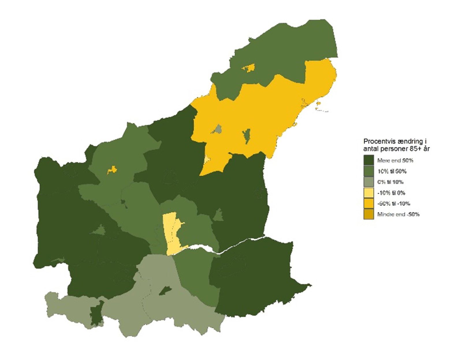 De 85-årige og derover - Historisk udvikling fra 2016 til 2025 - procent