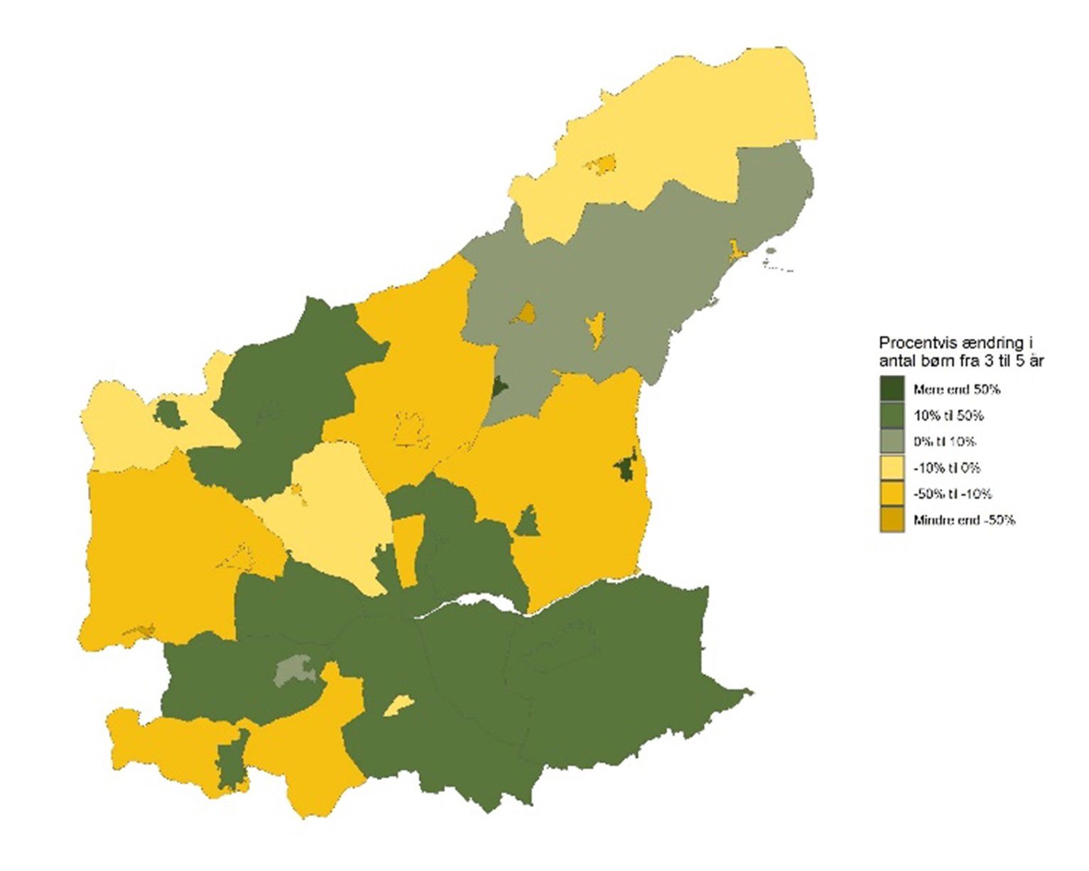 De 3-5-årige - Historisk udvikling fra 2016 til 2025 - procent